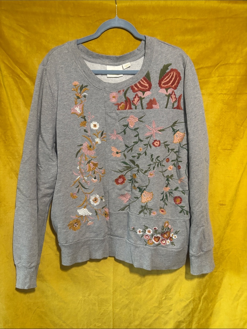 Anthropologie Maeve Marcie Embroidered Sweatshirt EUC XL - Picture 4 of 5